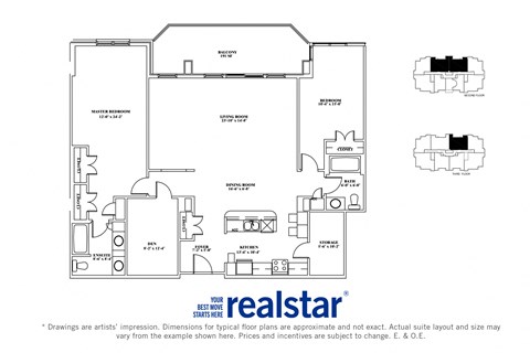 The Cliffs at Dellridge 2-bedroom, 2-baths layout variation D in Bedford, NS